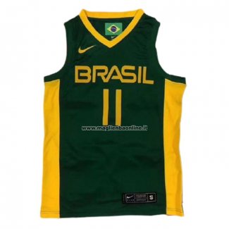 Maglia Brasil Anderson Varejao NO 11 2019 FIBA Baketball World Cup Verde