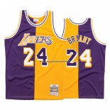 Maglia Los Angeles Lakers Kobe Bryant NO 24 Mitchell & Ness 1996-97 Split Giallo Viola