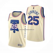 Maglia Philadelphia 76ers Ben Simmons NO 25 Earned 2020-21 Crema