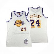 Maglia Los Angeles Lakers Kobe Bryant NO 24 Mitchell & Ness Chainstitch Crema