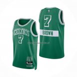 Maglia Boston Celtics Jaylen Brown NO 7 Citta 2021-22 Verde