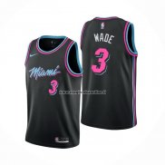 Maglia Miami Heat Dwyane Wade NO 3 Citta 2018-19 Nero