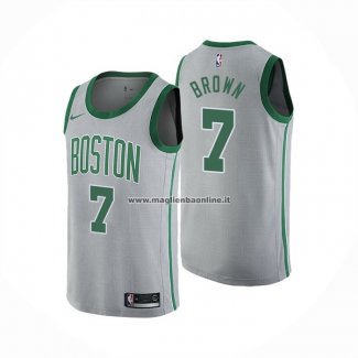 Maglia Boston Celtics Jaylen Brown NO 7 Citta 2018-19 Grigio