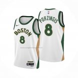 Maglia Boston Celtics Kristaps Porzingis NO 8 Citta 2023-24 Bianco