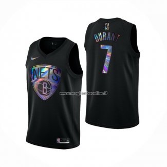 Maglia Brooklyn Nets Kevin Durant NO 7 Iridescent Logo Nero