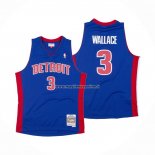 Maglia Detroit Pistons Ben Wallace NO 3 Hardwood Classics Throwback Blu