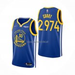 Maglia Golden State Warriors Stephen Curry 2974th 3 Points Blu
