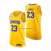 Maglia Los Angeles Lakers LeBron James NO 23 Icon Autentico Giallo