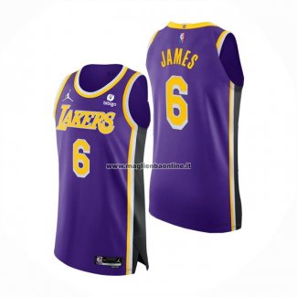 Maglia Los Angeles Lakers LeBron James NO 6 Statement Autentico Viola