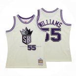 Maglia Sacramento Kings Jason Williams NO 55 Mitchell & Ness Chainstitch Crema