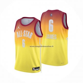 Maglia All Star 2023 Los Angeles Lakers LeBron James NO 6 Arancione