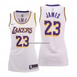 Maglia Donna Los Angeles Lakers LeBron James NO 23 Association Bianco