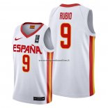 Maglia Espana Ricky Rubio NO 9 2019 FIBA Baketball World Cup Bianco