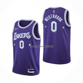 Maglia Los Angeles Lakers Russell Westbrook NO 0 Citta Edition 2021-22 Viola
