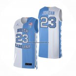 Maglia NCAA North Carolina Tar Heels Michael Jordan NO 23 Split Blu Bianco