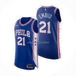 Maglia Philadelphia 76ers Joel Embiid NO 21 Icon Autentico Blu