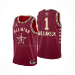 Maglia All Star 2024 New Orleans Pelicans Zion Williamson NO 1 Rosso
