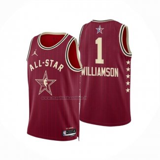Maglia All Star 2024 New Orleans Pelicans Zion Williamson NO 1 Rosso
