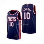 Maglia Brooklyn Nets Ben Simmons NO 10 Citta 2021-22 Blu