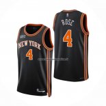 Maglia New York Knicks Derrick Rose NO 4 Citta 2021-22 Nero