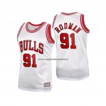 Maglia Chicago Bulls Dennis Rodman NO 91 Mitchell & Ness 1997-98 Bianco