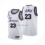 Maglia Los Angeles Lakers LeBron James NO 23 Citta 2022-23 Bianco