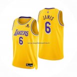 Maglia Los Angeles Lakers LeBron James NO 6 75th Anniversary 2021-22 Giallo
