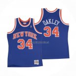 Maglia New York Knicks Charles Oakley NO 34 Hardwood Classics Throwback Blu