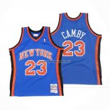 Maglia New York Knicks Marcus Camby NO 21 Hardwood Classics Throwback Blu