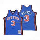 Maglia New York Knicks Stephon Marbury NO 3 Hardwood Classics Throwback Blu