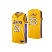 Maglia Los Angeles Lakers LeBron James NO 23 Icon 2018 Giallo