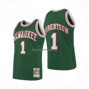 Maglia Milwaukee Bucks Oscar Robertson NO 1 Mitchell & Ness 1971-72 Verde