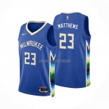 Maglia Milwaukee Bucks Wesley Matthews NO 23 Citta 2022-23 Blu