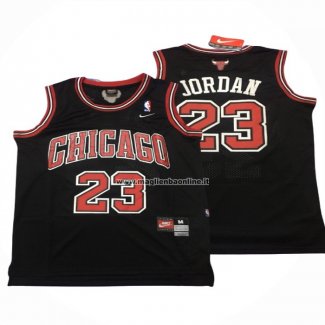 Maglia Chicago Bulls Michael Jordan NO 23 Retro Nero3