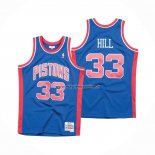 Maglia Detroit Pistons Grant Hill NO 33 Hardwood Classics Throwback Blu