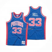 Maglia Detroit Pistons Grant Hill NO 33 Hardwood Classics Throwback Blu