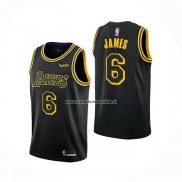Maglia Los Angeles Lakers LeBron James NO 6 Citta 2021-22 Nero