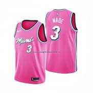 Maglia Miami Heat Dwyane Wade NO 3 Earned 2018-2019 Rosa