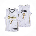 Maglia Brooklyn Nets Kevin Durant NO 7 Christmas Bianco