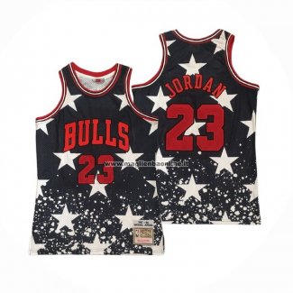 Maglia Chicago Bulls Michael Jordan NO 23 Independence Day Mitchell & Ness Nero