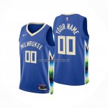 Maglia Milwaukee Bucks Personalizada Ciudad 2022-23 Azul