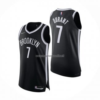 Maglia Brooklyn Nets Kevin Durant NO 7 Icon Autentico Nero