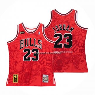 Maglia Chicago Bulls Michael Jordan NO 23 Mitchell & Ness Hebru Brantley Rosso