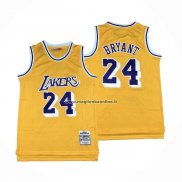 Maglia Los Angeles Lakers Kobe Bryant NO 24 Mitchell & Ness 2007-08 Giallo