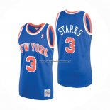 Maglia New York Knicks John Starks NO 3 Mitchell & Ness 1991-92 Blu