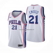 Maglia Philadelphia 76ers Joel Embiid NO 21 Association Bianco