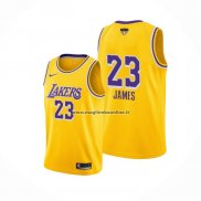 Maglia Los Angeles Lakers LeBron James NO 23 Icon 2020 Final Bound Giallo
