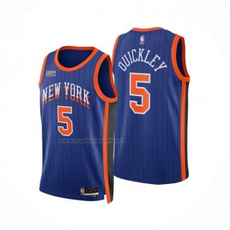 Maglia New York Knicks Immanuel Quickley NO 5 Citta 2023-24 Blu