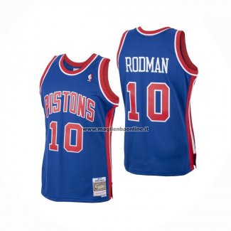 Maglia Detroit Pistons Dennis Rodman NO 10 Mitchell & Ness 1988-89 Blu