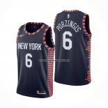 Maglia New York Knicks Kristaps Porzingis NO 6 Citta Edition Blu